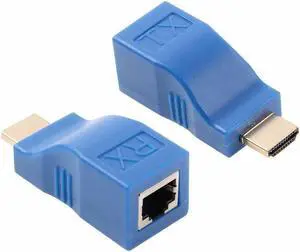 HDMI Extender Adapter up to 100ft HDMI Over RJ45 Cat5-e Cat6 Cable HDMI Extender Adapter up to 100ft HDMI Over RJ45 Cat5-e Cat6 Cable