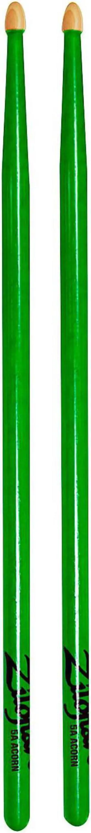 Zildjian Acorn Tip Neon Green Drumsticks 5A Wood Tip