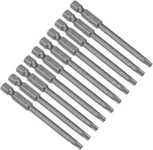 10pcs 75mm 1/4" Hex Shank T20 Magnetic Torx Head Security Screwdriver Bits S2