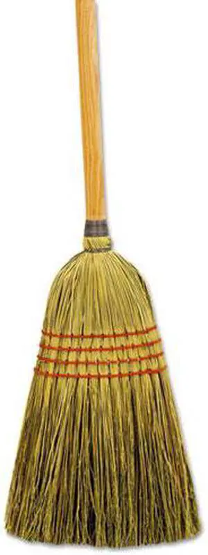 Maid Broom, Mixed Fiber Bristles, 55" Long, Natural, 12/Carton
