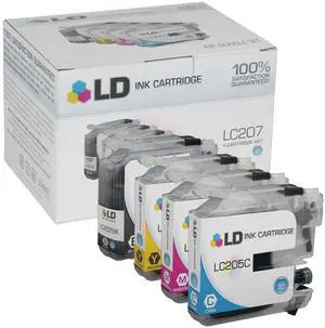 LD © Compatible Replacements for Brother LC205/LC207 4PK Ink Cartridges: 1 LC207BK Black, 1 LC205C Cyan, 1 LC205M Magenta, & 1 LC205Y Yellow for MFC J4320DW, J4420DW, & J4620DW LD © Compatible Replacements for Brother LC205/LC207 4PK Ink Cartridges: 1 LC207BK Black, 1 LC205C Cyan, 1 LC205M Magenta, & 1 LC205Y Yellow for MFC J4320DW, J4420DW, & J4620DW