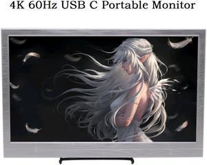 15.6" 4K USB C Portable Display 15.6 inch IPS HDR 3840×2160 60Hz UHD Portable Monitor with Mini HDMI / Headphone / Dual Type-C Ports, Two All-featured USB C ports, PD Power Supply, Premium LCD Screen.