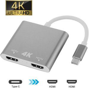 Type-C to Dual HDMI 4K 30Hz Ultra HD Video Converter, USB-C to 2 x HDMI HUB, Dual HDMI Output From USB C Port of Your Laptop or Mobile Phone.