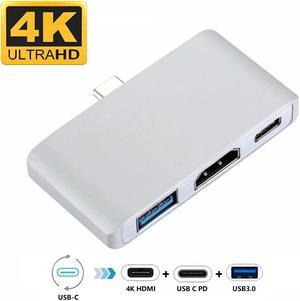 3 in 1 USB C HUB, USB-C to HDMI PD USB 3.0 Adapter for Macbook Chromebook, USB to HDMI Adapter for 4K Monitors Projectors HDTV Audio Display.