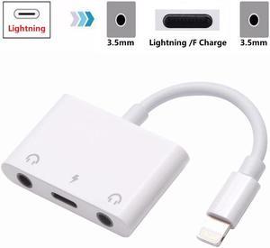 3in1 8 Pin to 3.5mm Audio x 2 + 8Pin Female Charging Port Adapter Headphone Charge for iPhone iPad. Dual 3.5mm Audio Headphone Jacks Adapter with Charging for iPhone iPad. iP to iP + 2 x AUX HUB.