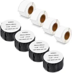 GREENCYCLE Compatible for Dymo 30251 Address Mailing UPC Labels 1 1/8" x 3 1/2" (1" Core) Premium Adhesive & Resolution for DYMO Labelwriter 450 Duo 4XL 8 Rolls, 130 Labels/Roll [NOT FIT 550 & 5XL]