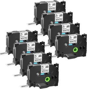 GREENCYCLE 8 Pack Compatible for Brother P-touch TZe-241 TZe241 TZ-241 TZ241 18mm 0.7'' Black on White TZ TZe Ptouch Tapes 3/4 inch x 26.2ft Laminated Label Tape