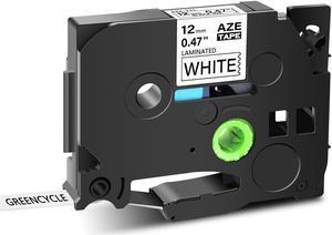 GREENCYCLE 1PK Compatible For Brother Laminated TZe TZ Label Tape 12mmx8m 1/2 Inch x 26.2 ft TZe-231 Black on White for P-touch PT-D210 PT-H100 PTD400AD PT-P700 PTD600 PT-1230PC Printer