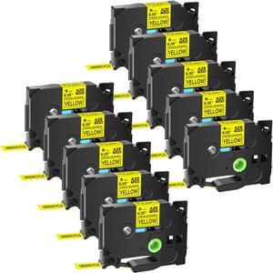 GREENCYCLE 10 Pack Compatible for Brother P-touch TZe-S621 TZeS621 TZ-S621 TZS621 TZe-621 TZe621 Extra Strength 9mm 0.35'' Black on Yellow TZ TZe Ptouch Tapes 3/8 inch x 26.2ft Laminated Label Tape