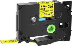 GREENCYCLE 20 Pack Compatible for Brother P-touch HSe-621 HSe621 HS-621 HS621 8.8mm 0.34'' x 1.5m Black on Yellow Heat Shrink Tubes for Wires Cables