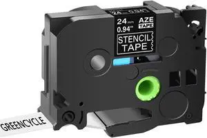 GREENCYCLE 1 Pack Compatible Brother P-Touch STE Label Tape STe-151 ST-151 STe151 ST151 Black on Clear Mobile Stencil Tape for Brother P-Touch Printer PT-P900W PT-E500 PT-D600 (1"x 9.8'',24mm x3m)