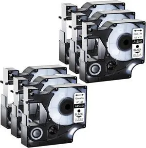 GREENCYCLE 6 Pack Compatible for DYMO D1 Label Maker Refill 45010 S0720500 Black on Clear, 1/2 Inch x 23 Ft for DYMO LabelManager 160 280 210D 360D 420P Wireless PnP 220P 260P 500TS 450DUO GREENCYCLE 6 Pack Compatible for DYMO D1 Label Maker Refill 45010 S0720500 Black on Clear, 1/2 Inch x 23 Ft for DYMO LabelManager 160 280 210D 360D 420P Wireless PnP 220P 260P 500TS 450DUO