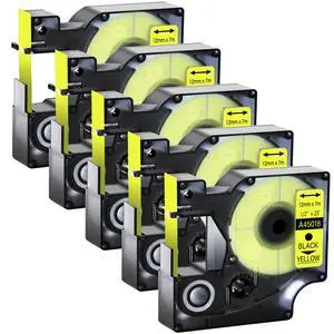 GREENCYCLE 5 Pack Compatible for DYMO D1 Label Maker Refill 45018 S0720580 Blue on Yellow, 1/2 Inch x 23 Ft for DYMO LabelManager 160 280 210D 360D 420P Wireless PnP 220P 260P 500TS 450DUO GREENCYCLE 5 Pack Compatible for DYMO D1 Label Maker Refill 45018 S0720580 Blue on Yellow, 1/2 Inch x 23 Ft for DYMO LabelManager 160 280 210D 360D 420P Wireless PnP 220P 260P 500TS 450DUO
