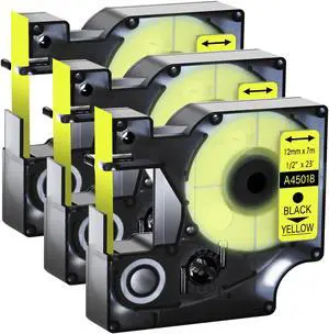 GREENCYCLE 3 Pack Compatible for DYMO D1 Label Maker Refill 45018 S0720580 Blue on Yellow, 1/2 Inch x 23 Ft for DYMO LabelManager 160 280 210D 360D 420P Wireless PnP 220P 260P 500TS 450DUO GREENCYCLE 3 Pack Compatible for DYMO D1 Label Maker Refill 45018 S0720580 Blue on Yellow, 1/2 Inch x 23 Ft for DYMO LabelManager 160 280 210D 360D 420P Wireless PnP 220P 260P 500TS 450DUO