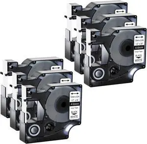 GREENCYCLE 6 Pack Compatible for Dymo Rhino IND 18444 1/2'' 12mm x 5.5m Industrial Permanent Vinyl Tapes
