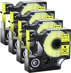 GREENCYCLE 4Pack Compatible for DYMO D1 Label Maker Refill 45018 S0720580 Blue on Yellow, 1/2 Inch x 23 Ft for DYMO LabelManager 160 280 210D 360D 420P Wireless PnP 220P 260P 500TS 450DUO GREENCYCLE 4Pack Compatible for DYMO D1 Label Maker Refill 45018 S0720580 Blue on Yellow, 1/2 Inch x 23 Ft for DYMO LabelManager 160 280 210D 360D 420P Wireless PnP 220P 260P 500TS 450DUO