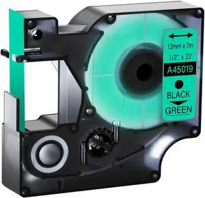 GREENCYCLE Compatible for DYMO D1 Label Maker Refill 45019 S0720590 Black on Green, 1/2 Inch x 23 Ft for DYMO LabelManager 160 280 210D 360D 420P Wireless PnP 220P 260P 500TS 450DUO GREENCYCLE Compatible for DYMO D1 Label Maker Refill 45019 S0720590 Black on Green, 1/2 Inch x 23 Ft for DYMO LabelManager 160 280 210D 360D 420P Wireless PnP 220P 260P 500TS 450DUO