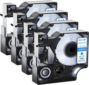 GREENCYCLE 4Pack Compatible for DYMO D1 Label Maker Refill 45014 S0720540 Blue on White, 1/2 Inch x 23 Ft for DYMO LabelManager 160 280 210D 360D 420P Wireless PnP 220P 260P 500TS 450DUO GREENCYCLE 4Pack Compatible for DYMO D1 Label Maker Refill 45014 S0720540 Blue on White, 1/2 Inch x 23 Ft for DYMO LabelManager 160 280 210D 360D 420P Wireless PnP 220P 260P 500TS 450DUO