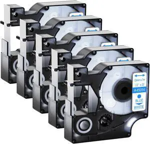 GREENCYCLE 5 Pack Compatible for DYMO D1 Label Maker Refill 45014 S0720540 Blue on White, 1/2 Inch x 23 Ft for DYMO LabelManager 160 280 210D 360D 420P Wireless PnP 220P 260P 500TS 450DUO GREENCYCLE 5 Pack Compatible for DYMO D1 Label Maker Refill 45014 S0720540 Blue on White, 1/2 Inch x 23 Ft for DYMO LabelManager 160 280 210D 360D 420P Wireless PnP 220P 260P 500TS 450DUO