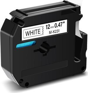 GREENCYCLE 20PK 12mm 8m Black on White MK231 M231 M-K231 Label Tape Compatible for Brother P-touch Label Maker & Printer