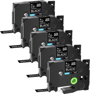 GREENCYCLE 5 Pack Compatible for Brother P-touch TZe-325 TZe325 TZ-325 TZ325 9mm 0.35'' White on Black TZ TZe Ptouch Tapes 3/8 inch x 26.2ft Laminated Label Tape