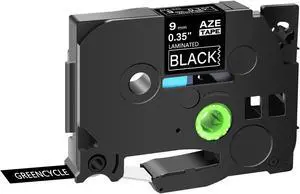 GREENCYCLE 1 Pack Compatible for Brother P-touch TZe-325 TZe325 TZ-325 TZ325 9mm 0.35'' White on Black TZ TZe Ptouch Tapes 3/8 inch x 26.2ft Laminated Label Tape