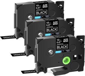 GREENCYCLE 3 Pack Compatible for Brother P-touch TZe-335 TZe335 TZ-335 TZ335 12mm 0.47'' White on Black TZ TZe Ptouch Tapes 1/2 inch x 26.2ft Laminated Label Tape