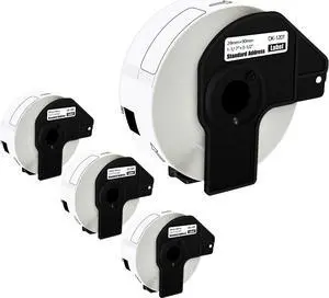 GREENCYCLE 4 Pack DK-1201 DK1201 Die-Cut Address Labels 1.14" x 3.5" (29 mm x 90 mm) Compatible for Brother QL-1050 QL-1050N QL-1060N QL-1100 QL-1110NWB, 400 Labels/Roll,with Cartridge Frame