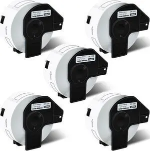 GREENCYCLE 5 Rolls DK-1208 DK1208 Die-Cut Address Labels 1-1/2" x 3-1/2" (38 mm x 90 mm) Compatible for Brother QL-1050 QL-1050N QL-1060N QL-1100 QL-1110NWB, 400 Labels/Roll,with Cartridge Frame