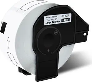 GREENCYCLE 100 Rolls DK-1208 DK1208 Die-Cut Address Labels 1-1/2" x 3-1/2" (38 mm x 90 mm) Compatible for Brother QL-1050 QL-1050N QL-1060N QL-1100 QL-1110NWB, 400 Labels/Roll,with Cartridge Frame