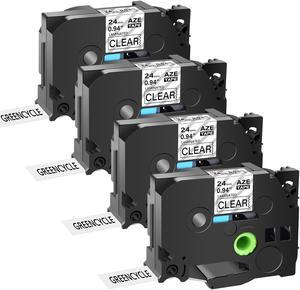 GREENCYCLE 4 Pack Compatible for Brother P-touch TZ TZe Ptouch Tapes TZe-151 TZe151 TZ-151 TZ151 AZe-151 24mm 1'' Black on Clear Laminated Label Tape
