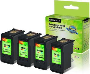GREENCYCLE 4PK CL-241XL 241XL Tri-color Ink Cartridge Compatible for Canon PIXMA MG MX Printer(With Chip, Show Ink Level)