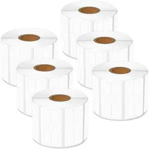 GREENCYCLE 6 Roll (1500 Labels/Roll) Compatible for Dymo Zebra 30299 3/8" x 3/4" (10mm x 19mm) Die-Cut Barbell Style Adhesive Jewelry Price Tag 2-up Labels
