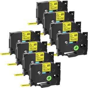GREENCYCLE 8 Pack Compatible for Brother P-touch TZe-631 TZe631 TZ-631 TZ631 12mm 0.47'' Black on Yellow TZ TZe Ptouch Tapes 1/2 inch x 26.2ft Laminated Label Tape