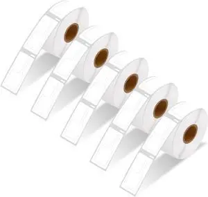 GREENCYCLE Compatible for 5 Rolls DYMO 30373 Price tag Rat Tail Style Thermal Film Labels 7/8" x 15/16" for LabelWriter 450 Turbo, 4XL, 400 450 Twin Turbo, 450 Duo, 400 Labels/Roll,NOT FIT 550 & 5XL