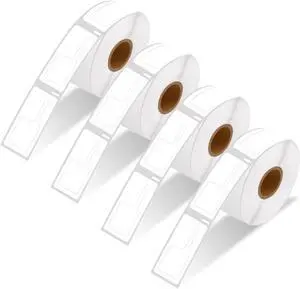 GREENCYCLE Compatible for 4 Rolls DYMO 30373 Price tag Rat Tail Style Thermal Film Labels 7/8" x 15/16" for LabelWriter 450 Turbo, 4XL, 400 450 Twin Turbo, 450 Duo, 400 Labels/Roll,NOT FIT 550 & 5XL
