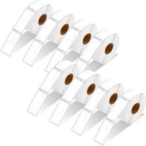 GREENCYCLE Compatible for 8 Rolls DYMO 30373 Price tag Rat Tail Style Thermal Film Labels 7/8" x 15/16" for LabelWriter 450 Turbo, 4XL, 400 450 Twin Turbo, 450 Duo, 400 Labels/Roll,NOT FIT 550 & 5XL