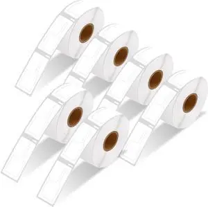 GREENCYCLE Compatible for 6 Rolls DYMO 30373 Price tag Rat Tail Style Thermal Film Labels 7/8" x 15/16" for LabelWriter 450 Turbo, 4XL, 400 450 Twin Turbo, 450 Duo, 400 Labels/Roll,NOT FIT 550 & 5XL