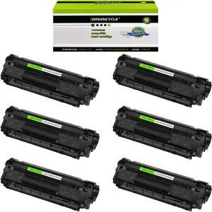 GREENCYCLE Compatible Toner Cartridge Replacement for HP 12A Q2612A work with Laser Jet 1020 1012 1022 1018 1010 3015 3030 3050 3052 M1319 M1005 Printer (Black, 6-Pack)