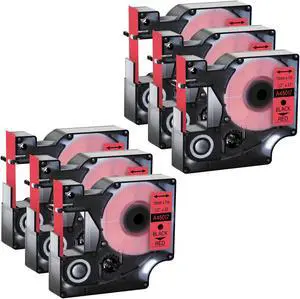 GREENCYCLE 6 Pack Compatible for DYMO D1 Label Maker Refill 45017 S0720570 Black on Red, 1/2 Inch x 23 Ft for DYMO LabelManager 160 280 210D 360D 420P Wireless PnP 220P 260P 500TS 450DUO GREENCYCLE 6 Pack Compatible for DYMO D1 Label Maker Refill 45017 S0720570 Black on Red, 1/2 Inch x 23 Ft for DYMO LabelManager 160 280 210D 360D 420P Wireless PnP 220P 260P 500TS 450DUO