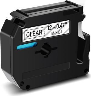 GREENCYCLE 1 Pack Compatible for Brother P-touch M Tape MK-131 M-K131 MK131 M131 M-131  12mm 0.47'' Black on Clear 1/2 inch x 26.2ft Label Tape