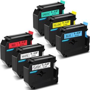 GREENCYCLE 6Pack Compatible for Brother P Touch M Tape MK121 MK221 MK421 MK521 MK621 MK721 Label Maker for Brother Ptouch PTM95 PT-90 PT-80 PT-70 PT-65 PT-45M