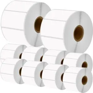 Greencycle Direct Thermal Perforated Shipping Labels 2-1/4"x 1-1/4" (2.25" x 1.25") Barcode SKU Labels Compatible with Rollo, Eltron and Zebra Desktop Printers - 10 Rolls, 1000 Labels/Roll