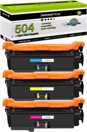 greencycle Toner Cartridge Compatible for HP 504A CE251A CE252A CE253A Toner Works on Color Laser jet CP3525dn CM3530TS CP3525 CM3530 Printer (1 Cyan 1 Yellow 1 Magenta)