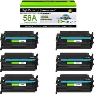 GREENCYCLE 6 Pack [With Chip] Black Toner Cartridge Replacement Compatible for HP 58A CF258A LaserJet Pro MFP M428dw M428fdn M428fdw M428 M404n M404dn M404dw M404 M304 Printer