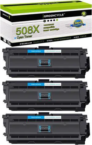 greencycle 3 Pack Toner Cartridge Compatible for HP 508X CF361X Cyan Toner Work with M577c M577z M577f M552dn M553dn M553n Printer
