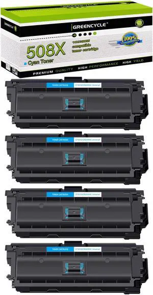 greencycle 4 Pack Toner Cartridge Compatible for HP 508X CF361X Cyan Toner Work with M577c M577z M577f M552dn M553dn M553n Printer