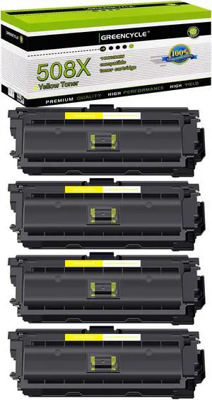greencycle 4 Pack Toner Cartridge Compatible for HP 508X CF362X Yellow Toner Work with M577c M577z M577f M552dn M553dn M553n Printer