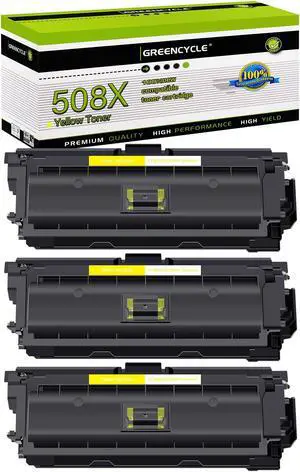 greencycle 3 Pack Toner Cartridge Compatible for HP 508X CF362X Yellow Toner Work with M577c M577z M577f M552dn M553dn M553n Printer