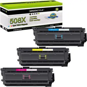 greencycle 3 Pack Toner Cartridge Compatible for HP 508X CF361X CF362X CF363X Toner Works on M577c M577z M577f M552dn M553dn M553n Printer (1 Cyan 1 Yellow 1 Magenta)